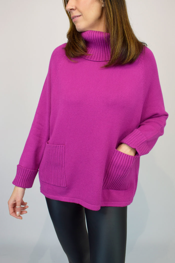 mulg=berry Pocket Front Polo Sweater