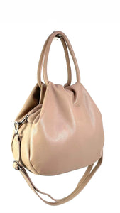 Leather Taupe Bucket Bag