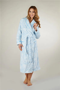Pale Blue Burn Out Print Dressing Gown