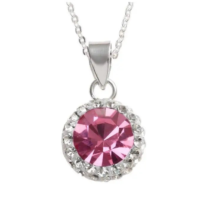 Silver & Rose Pendant with cz Crystals