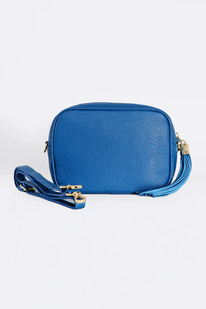 Italian Leather Blue Camera Bag
