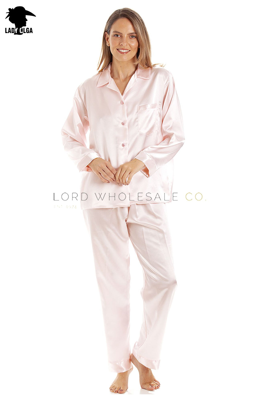 Satin Pyjamas in Pale Pink