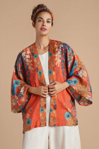 Powder Trailing Wisteria Terracotta Kimono Jacket