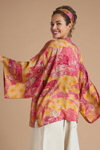 Powder Orange Print  Kimono