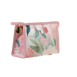 Pink Floral Cosmetic Travel Bag